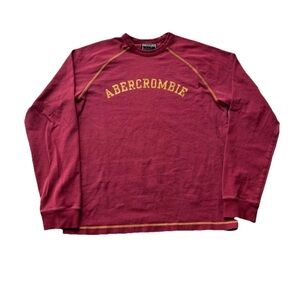 VTG Abercrombie & Fitch Mens Red Retro Thermal Raglan Sweater Size Large
